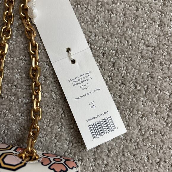 Tory Burch Gemini Link Hicks Garden Large Chain Leather Shoulder/crossbody Bag - Picture 4 of 15